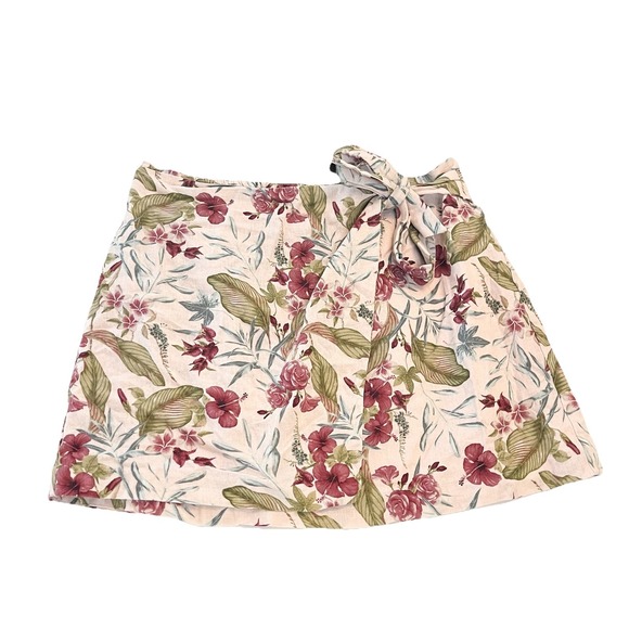 Maison d'Amelie Dresses & Skirts - Maison d'Amelie Tropical Floral Linen-Blend Faux Wrap Mini Skirt Resort XL